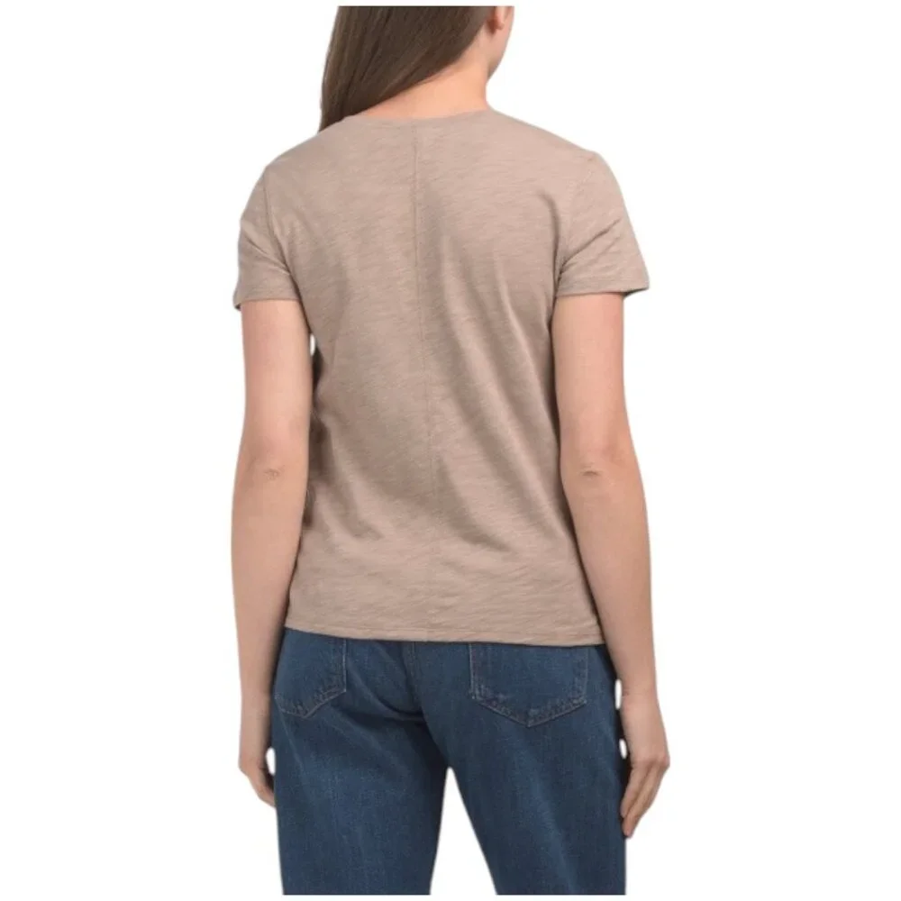 LILLA P Short Sleeve Back Seam V-neck Top - Picture 3 of 3